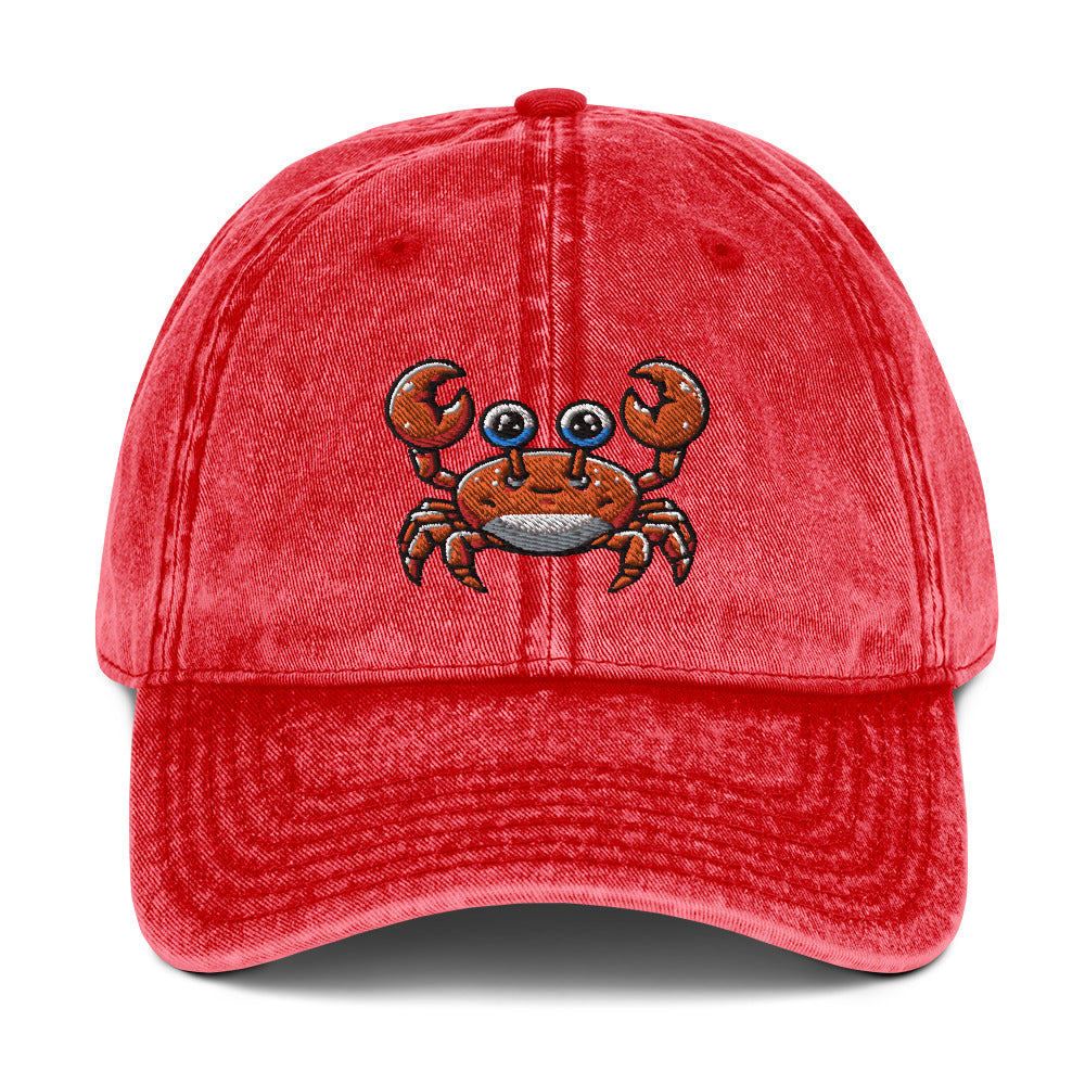 Cutie Crabby Acid Wash Embroidered Dad Hat