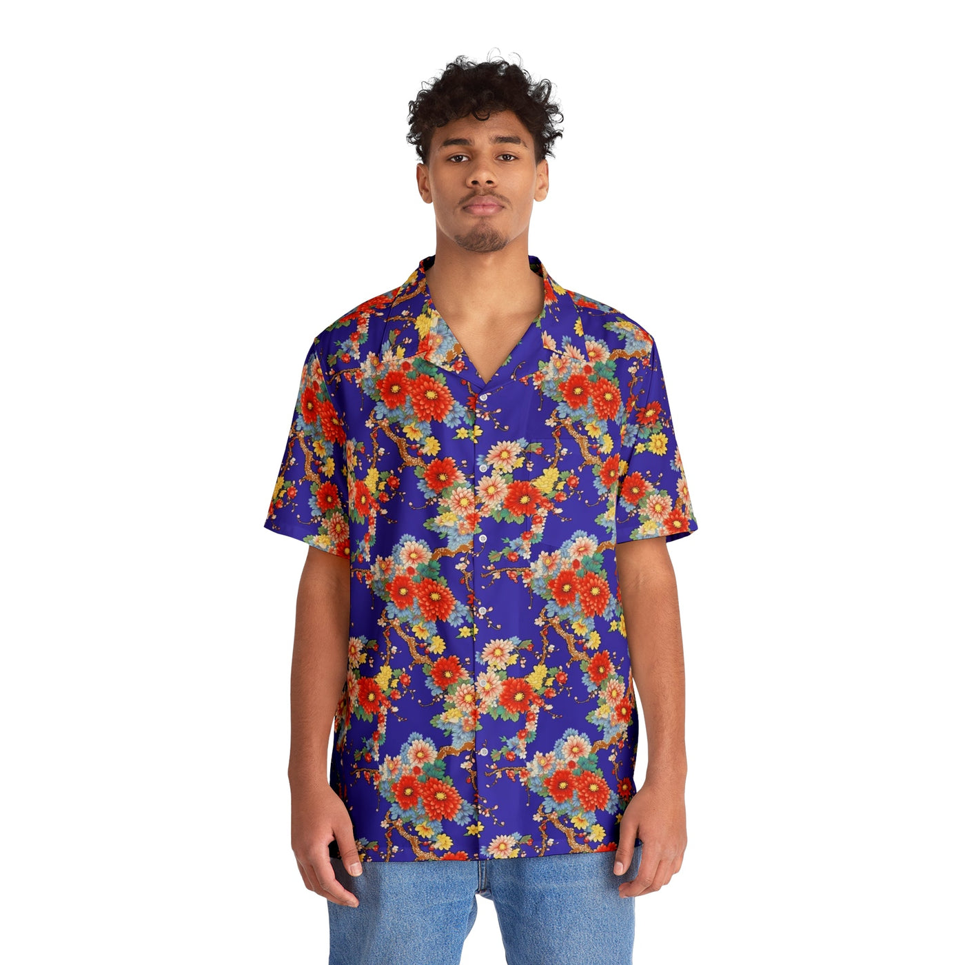 Di Caprio Romeo & Juliet Hawaiian Shirt V2 - Japanese Flower Pattern