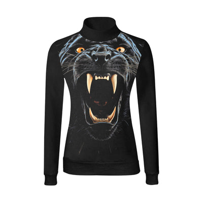 Fierce Black Panther Graphic Mock Neck Sweatshirt