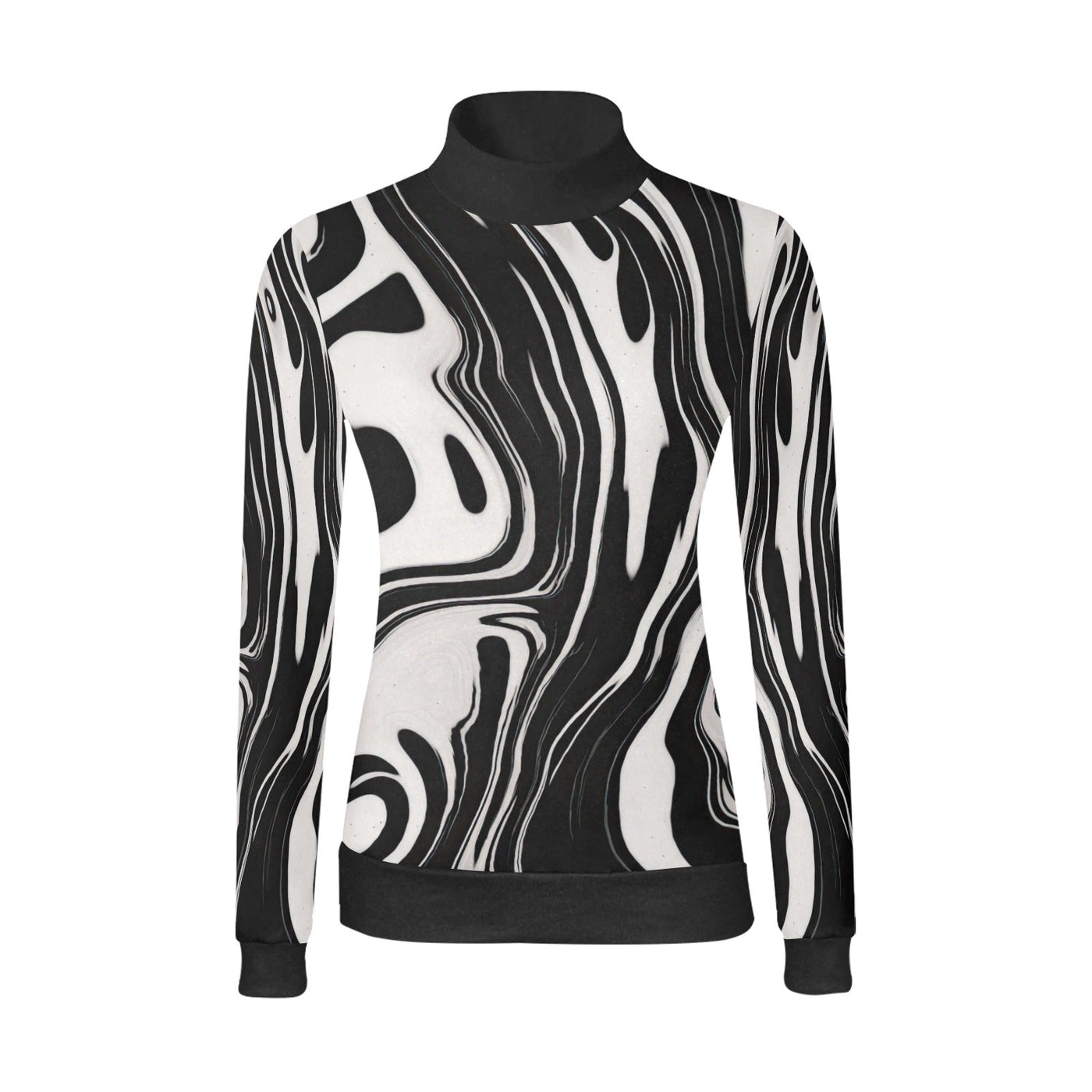 Floating ink Black & White Elegant Mock Neck Sweater