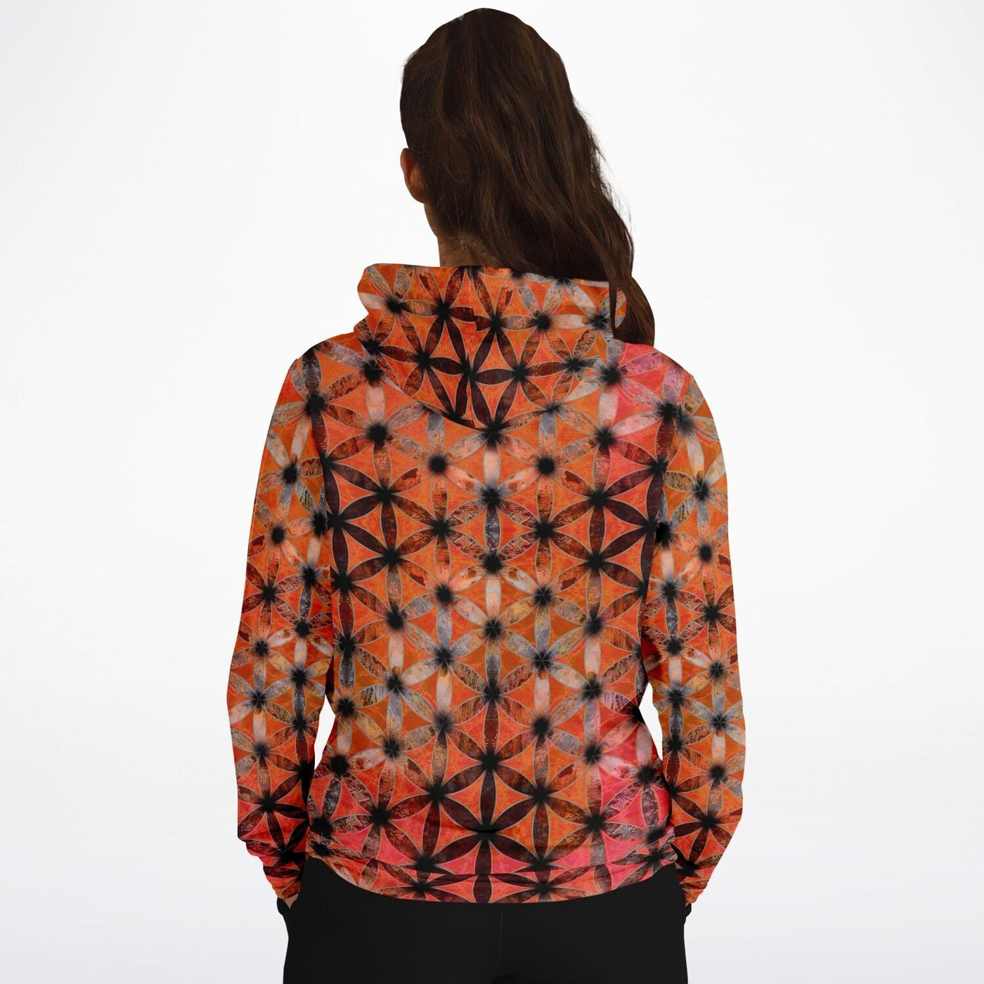Flower of Life Hoodie Orange Black | Sacred Geometry Fashion