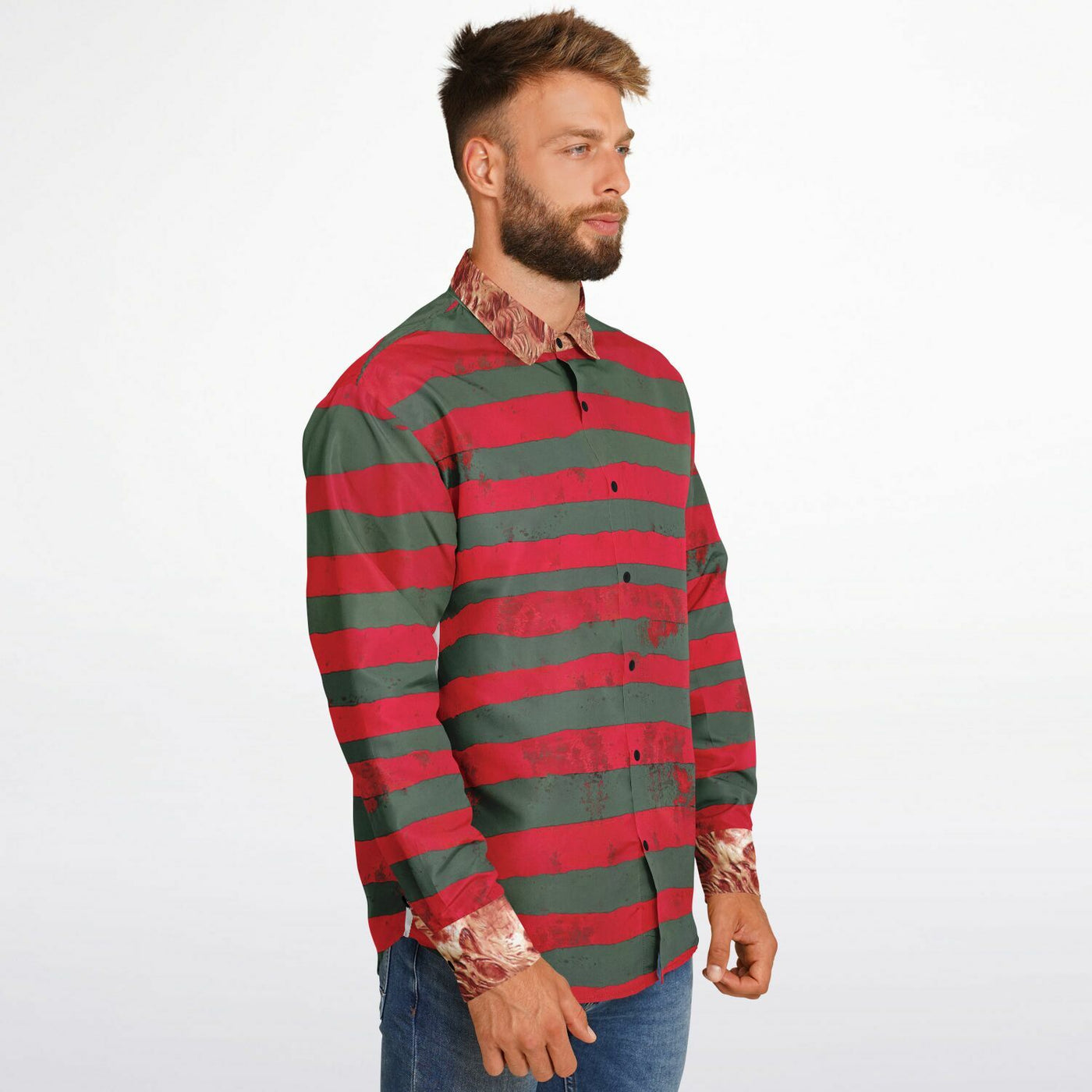 Freddy Krueger Shirt – Nightmare-Inspired with Burned Collar & Cuffs