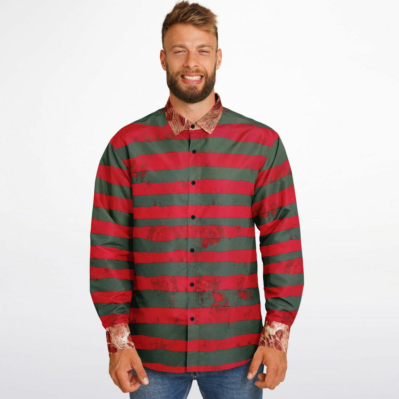 Freddy Krueger Shirt – Nightmare-Inspired with Burned Collar & Cuffs