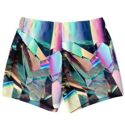 Holographic Crystal Swim Shorts – Futuristic Iridescent Beachwear for Men