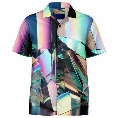 Holographic Mirror Hawaiian Shirt – Futuristic Glitch Summer Vibes