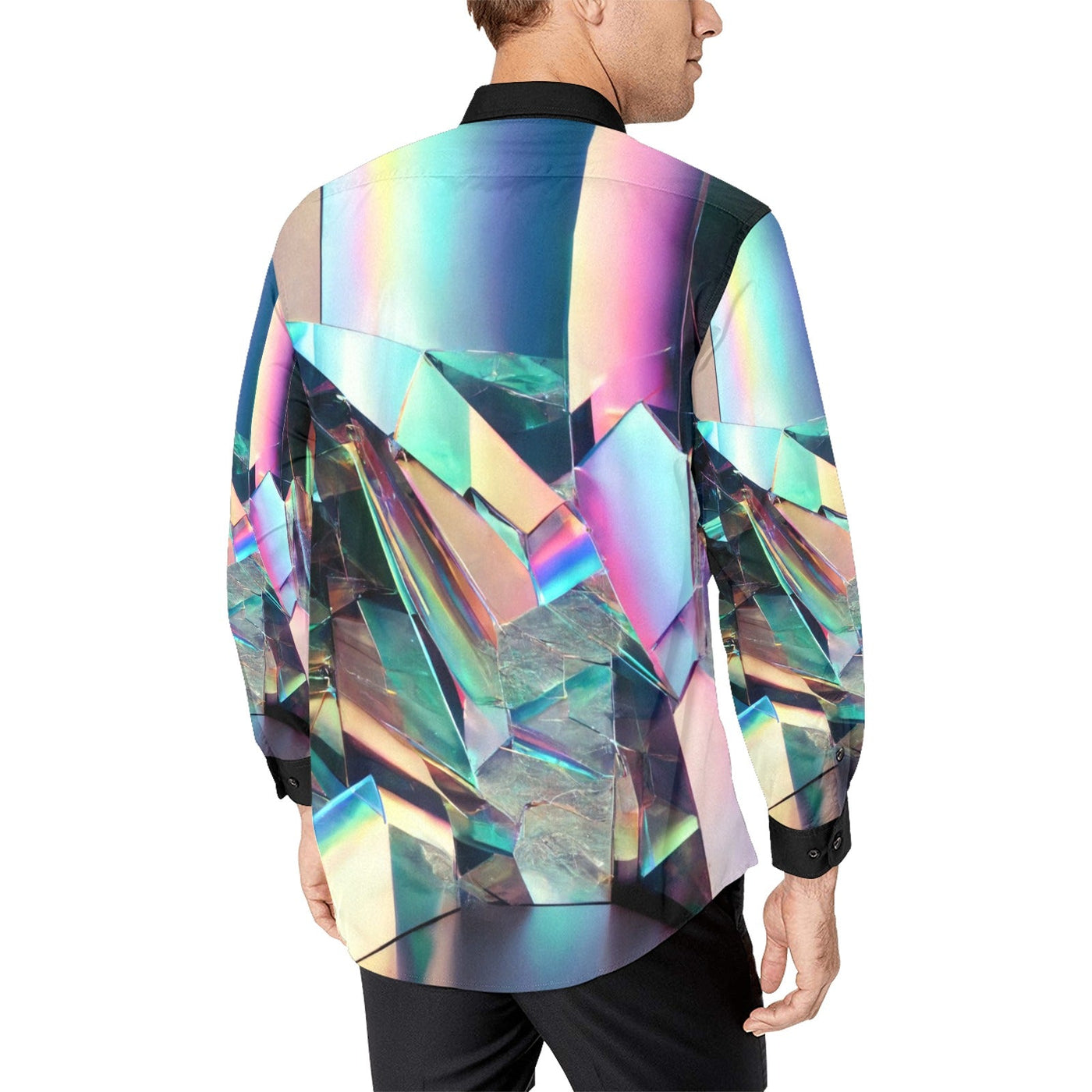 Holographic Mirror long sleeve Shirt – Futuristic Glitch Vibes