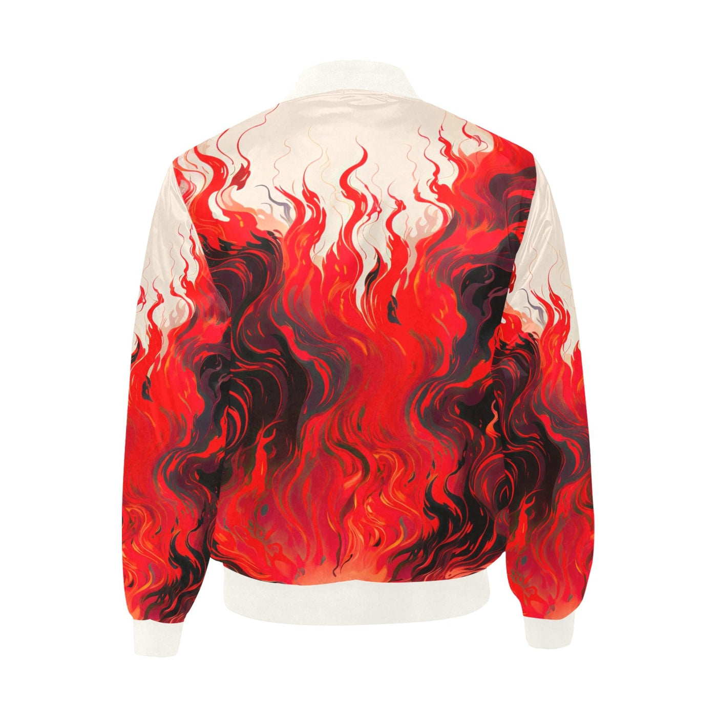 Japanese Abstract Flames Quilted Bomber Jacket