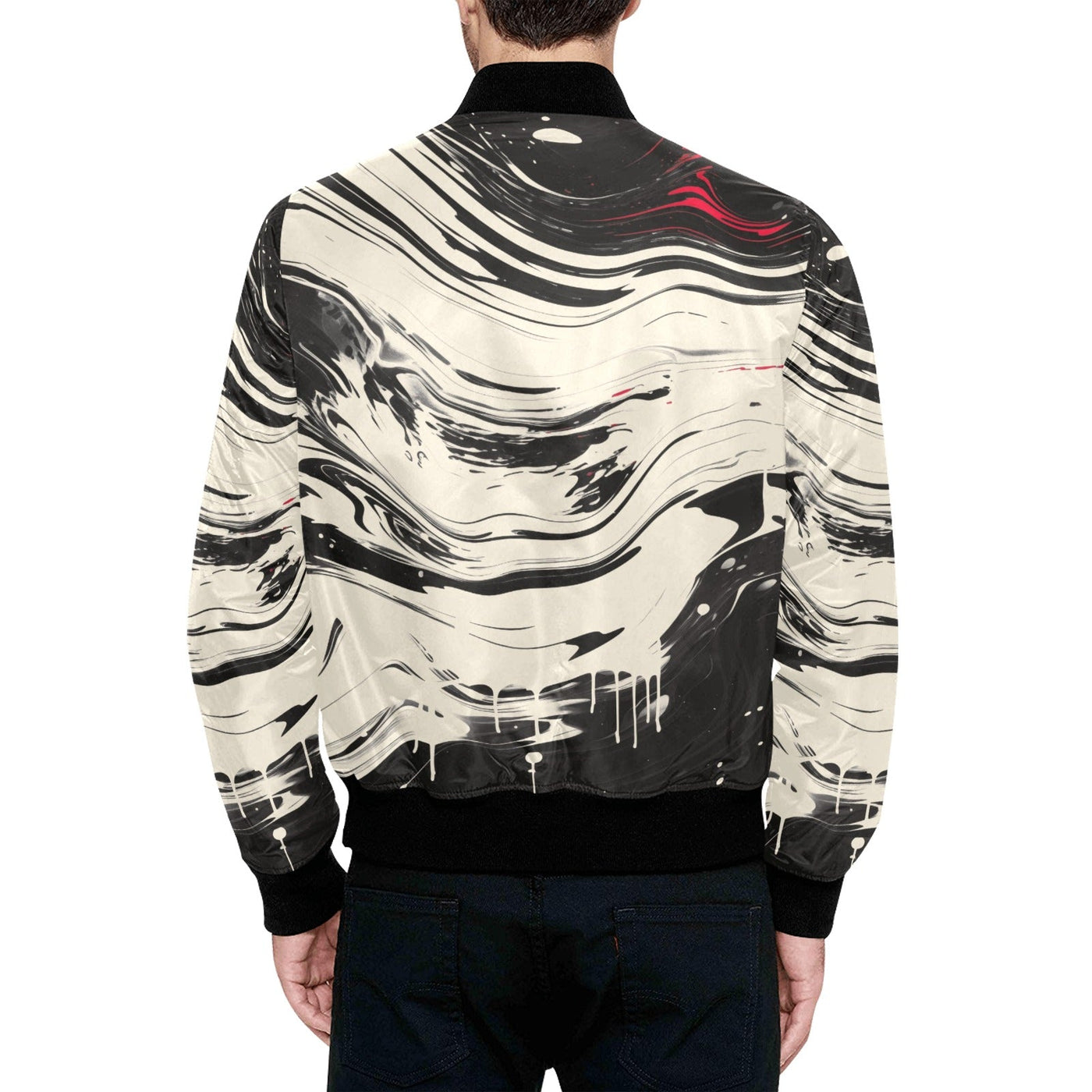 Japanese Abstract Paint Trail Fashion Hoodie Quilted Bomber Jacket