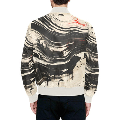 Japanese Abstract Paint Trail Fashion Hoodie Quilted Bomber Jacket (Light)