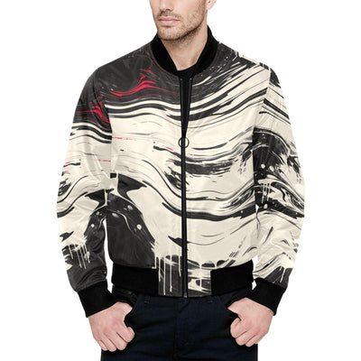 Japanese Abstract Paint Trail Fashion Hoodie Quilted Bomber Jacket