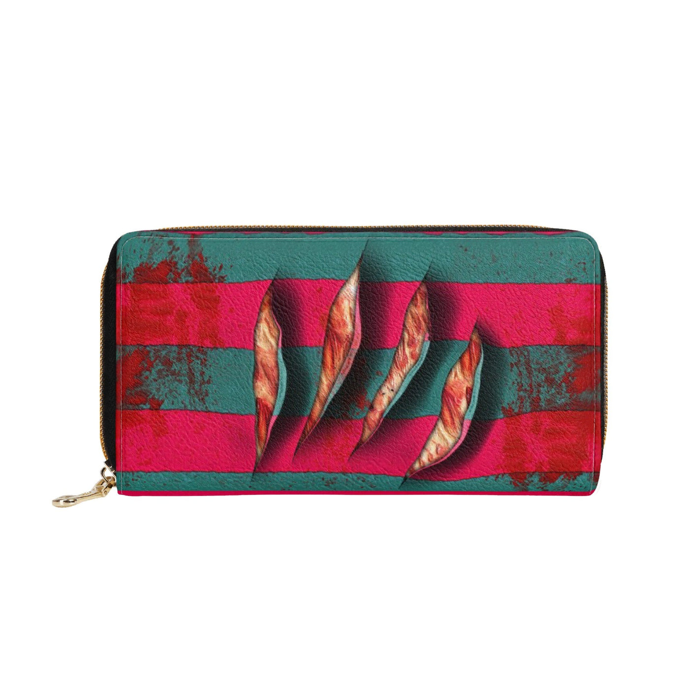 Krueger's Slashes Vegan Leather Zipper Wallet