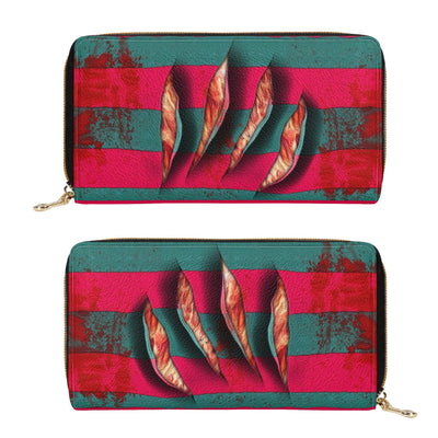 Krueger's Slashes Vegan Leather Zipper Wallet