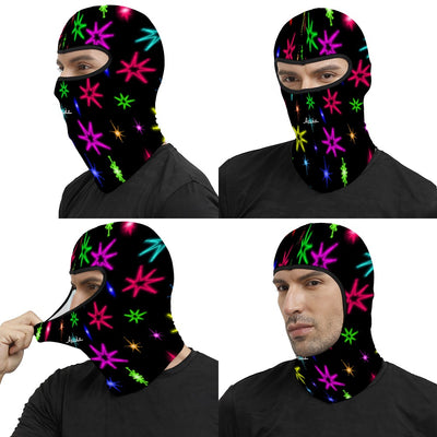 Lebowski Neon Stars Balaclava – Festival Ski Mask with Psychedelic Glow