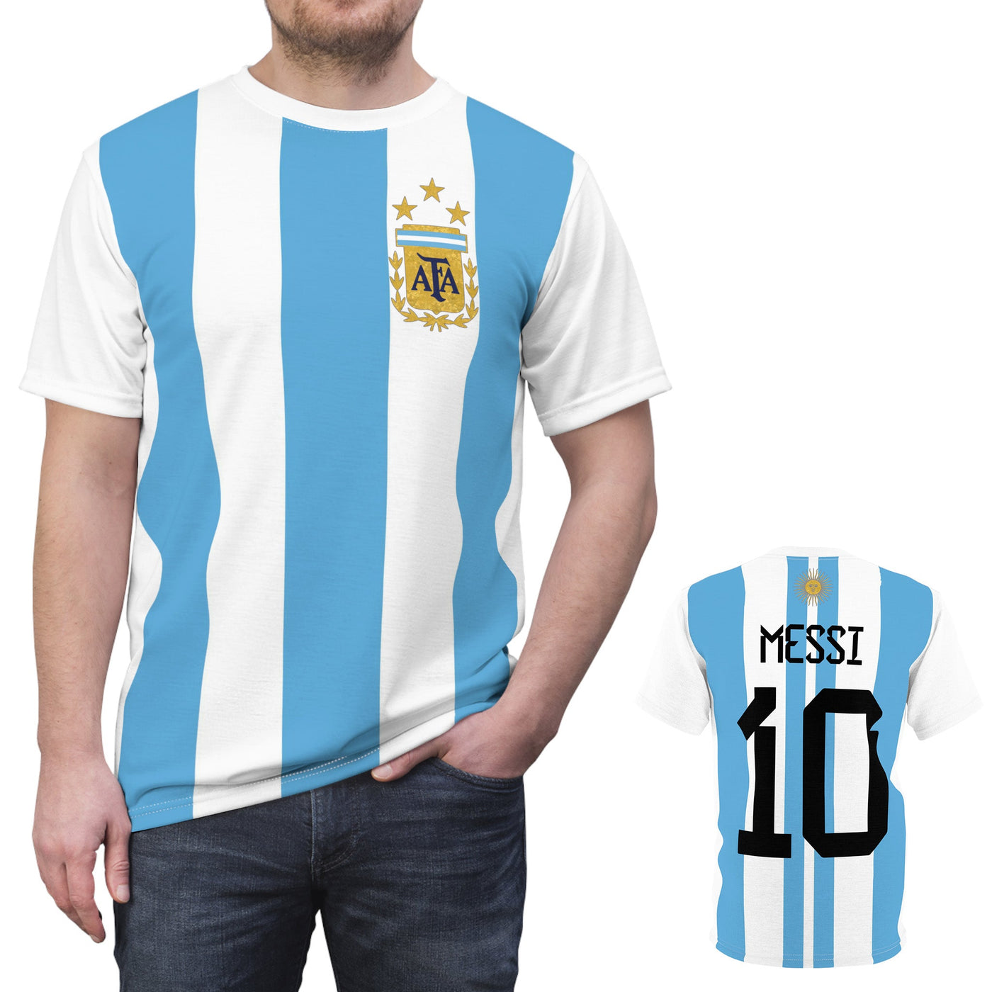 Lionel Messi Fashion T-shirt - Argentina soccer Jersey N. 10