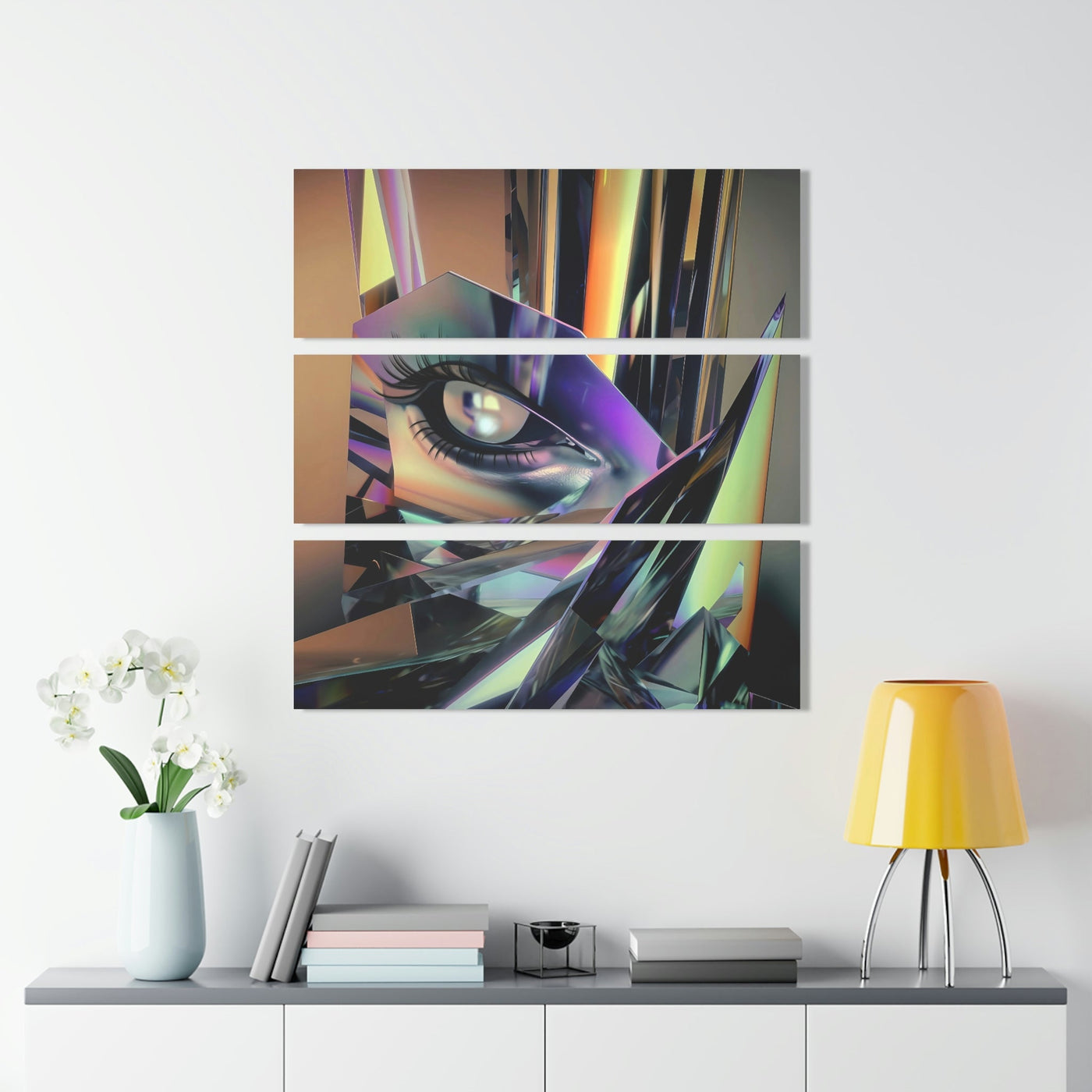 Luminous Illusion Holographic Mirror Artwork | Acrylic Triptych Print