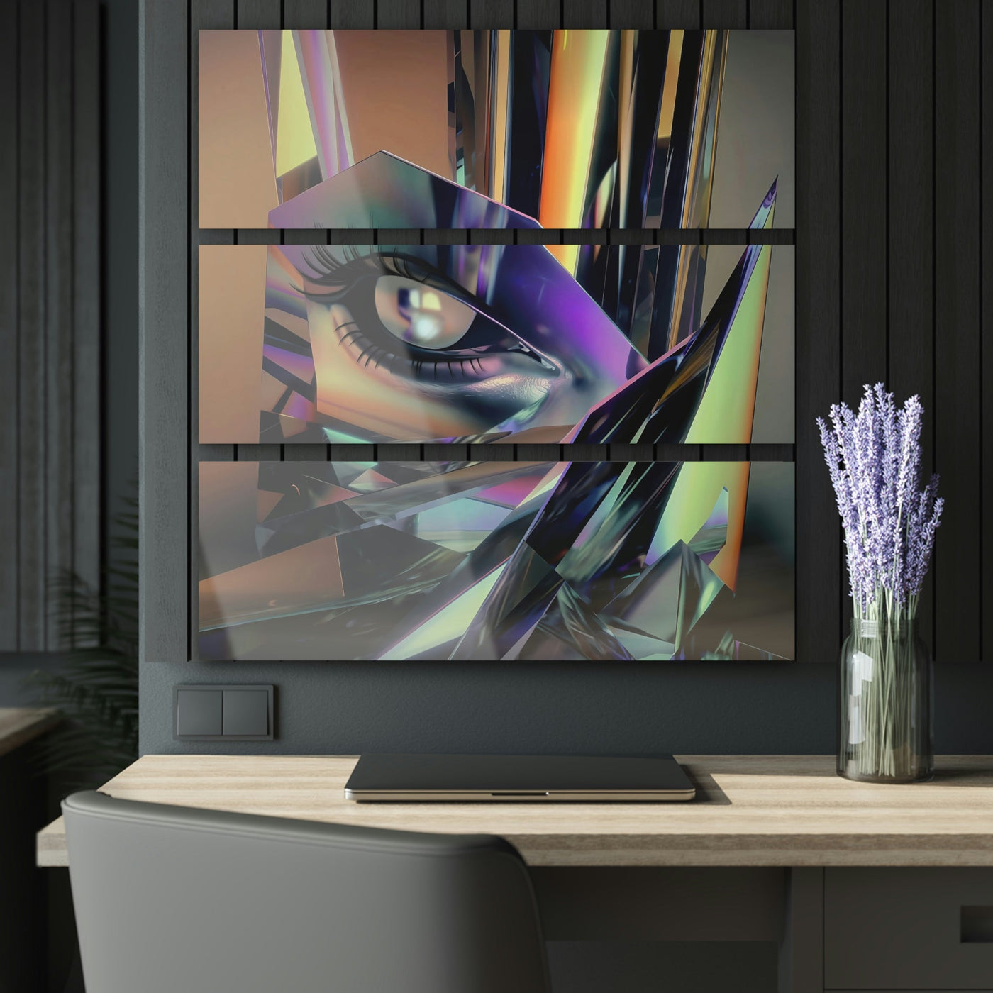 Luminous Illusion Holographic Mirror Artwork | Acrylic Triptych Print