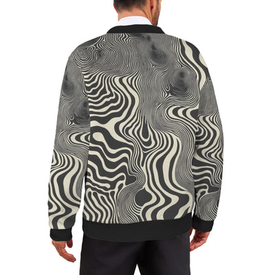 Men’s Abstract Black and White Swirl Cardigan – Modern Art-Inspired Design