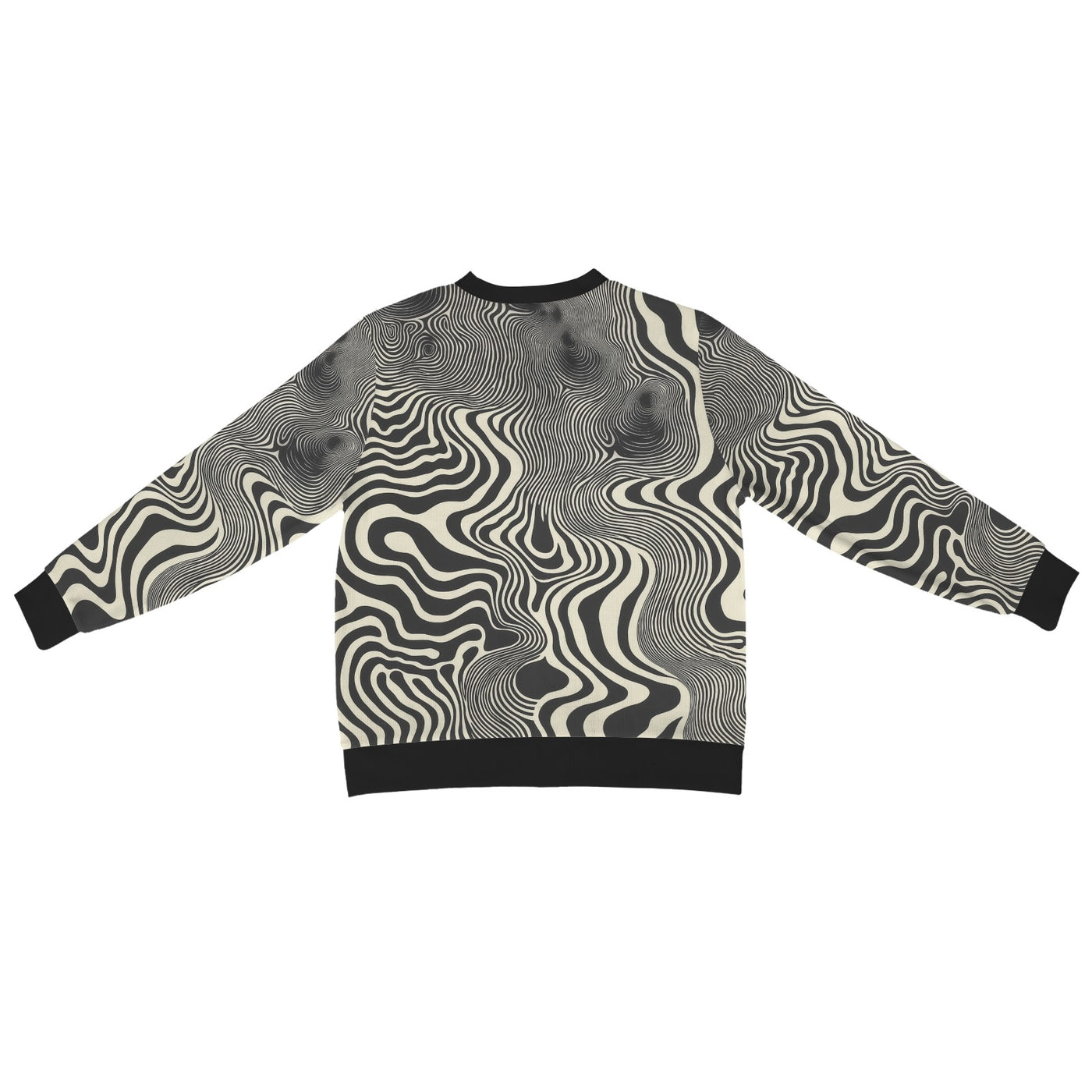 Men’s Abstract Black and White Swirl Cardigan – Modern Art-Inspired Design