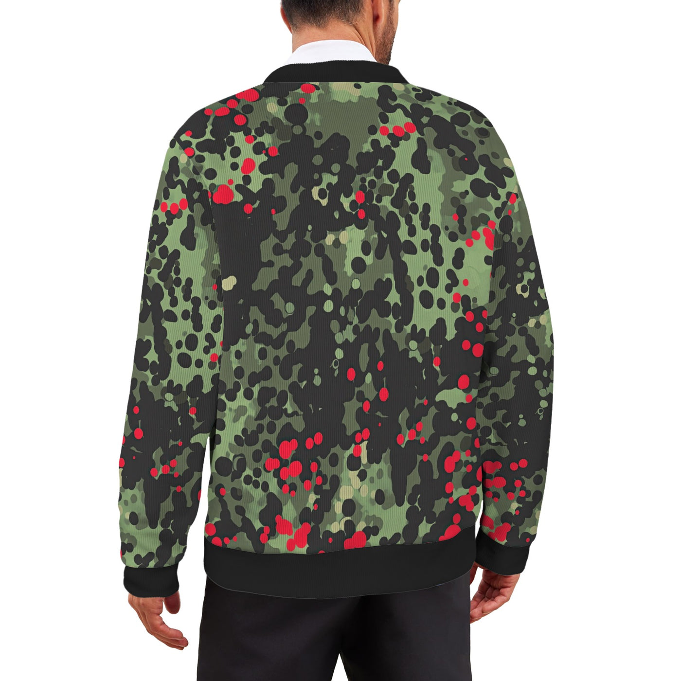 Men’s Flecktarn Camo Cardigan with Red Accents – Military Inspired Fashion