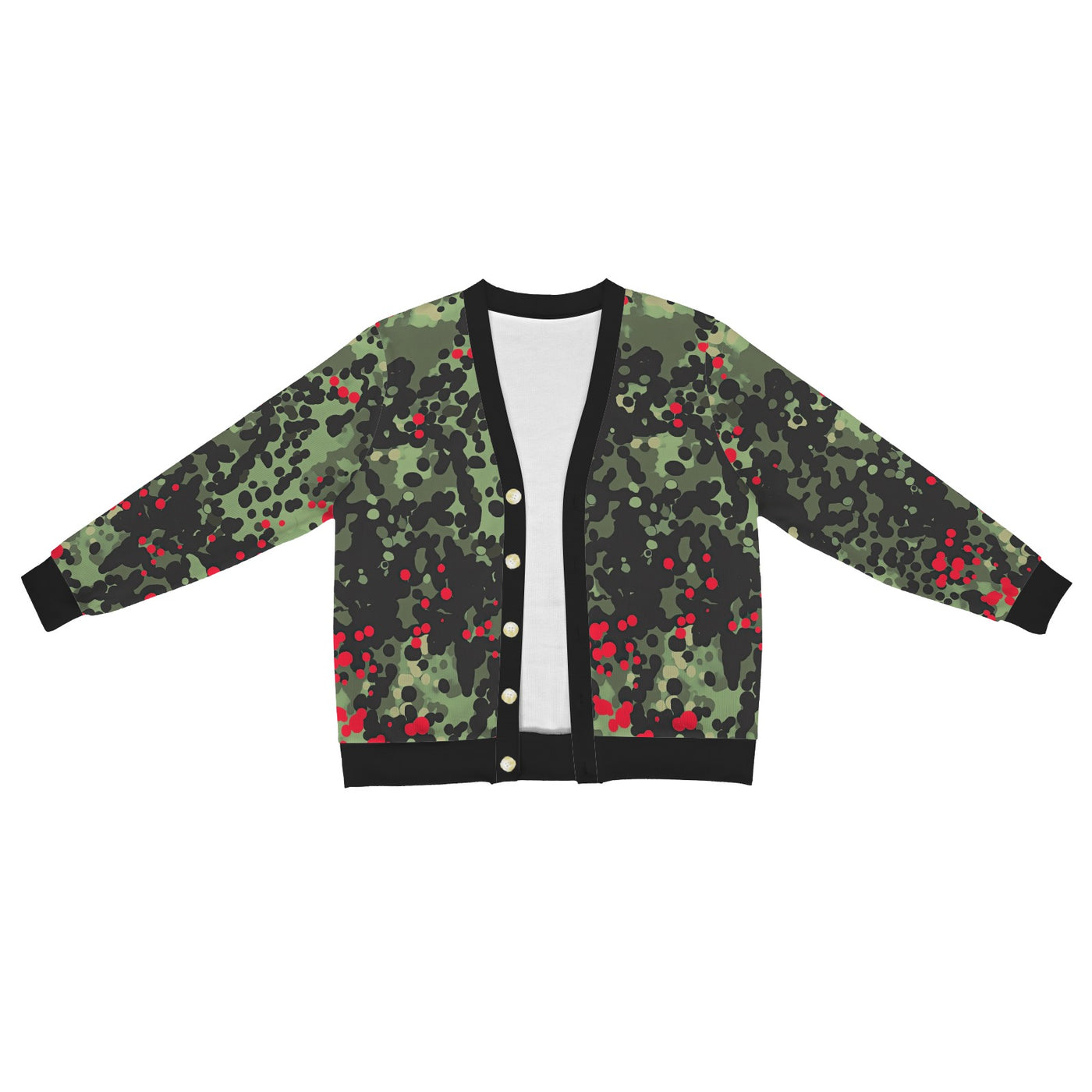 Men’s Flecktarn Camo Cardigan with Red Accents – Military Inspired Fashion