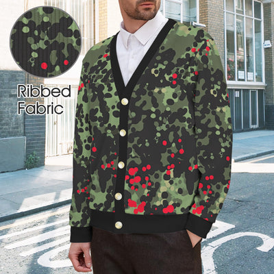 Men’s Flecktarn Camo Cardigan with Red Accents – Military Inspired Fashion