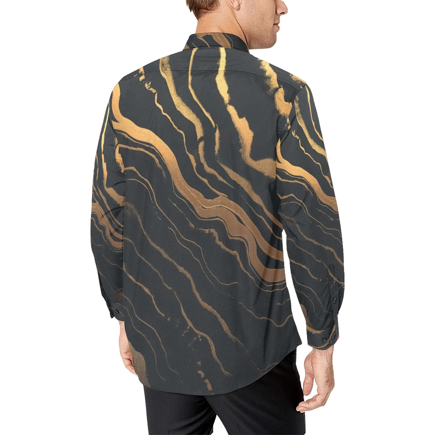 Men's Gold Marble Button-Up Shirt Black & Gold Dress Shirt TimeElements.shop Men's Gold Marble Button-Up Shirt Black & Gold Dress Shirt TimeElements.shop