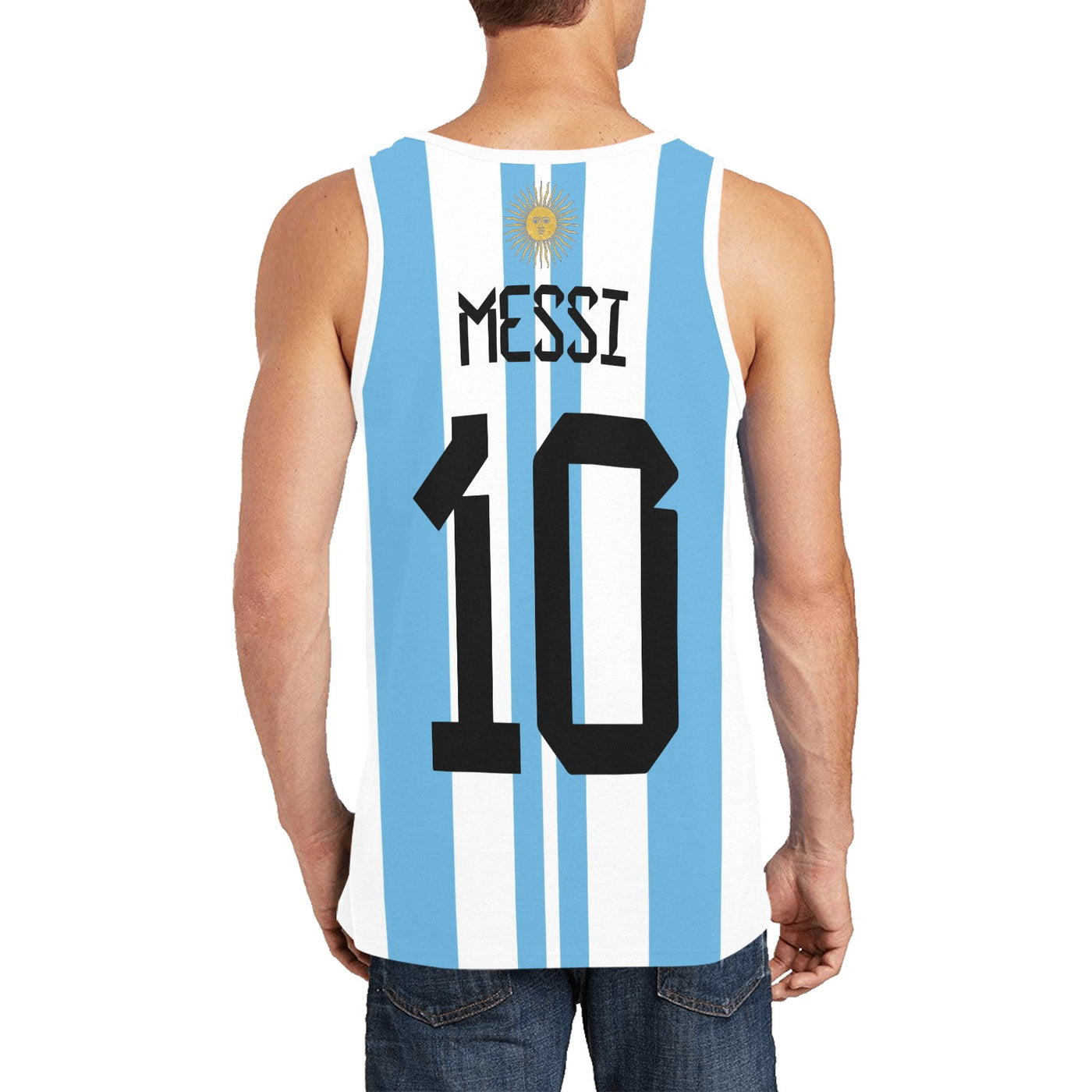 Messi #10 Argentina Tank Top – AFA Striped Jersey Style