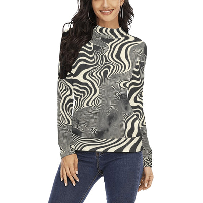 Modern Black & White Bauhaus Elegant Pattern Mock Neck Sweater