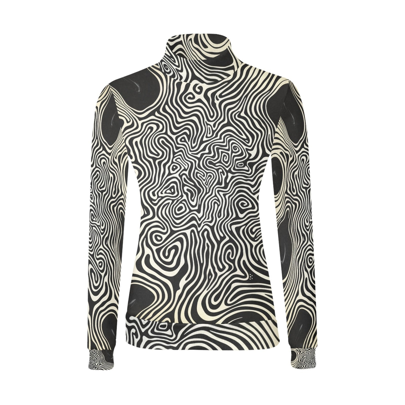 Modern Black & White Bauhaus Elegant Pattern Mock Neck Sweater