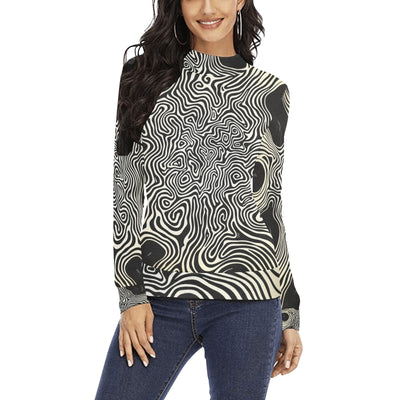 Modern Black & White Bauhaus Elegant Pattern Mock Neck Sweater