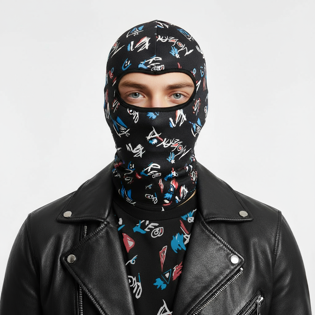 Modern Terminator T-800 Graffiti Balaclava – Cyberpunk Ski Mask