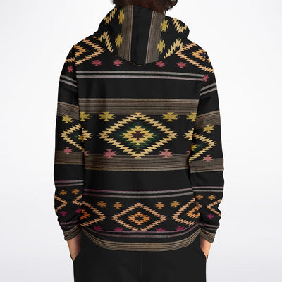 Native American Hoodie with Black Gold Shamanic Tribal Pattern