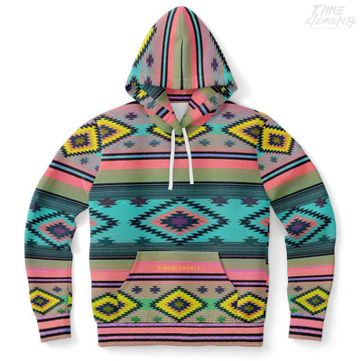 Native American Hoodie with Neon Pink Azure Shamanic Tribal Pattern