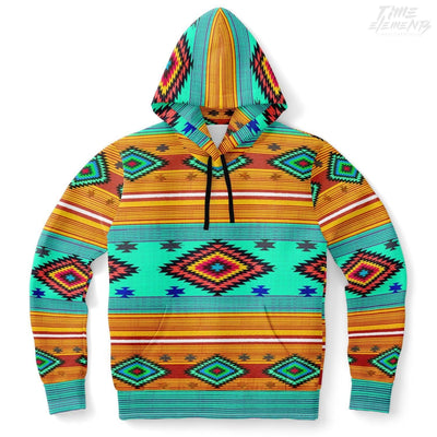 Native American Hoodie with Yellow Green Shamanic Tribal Pattern