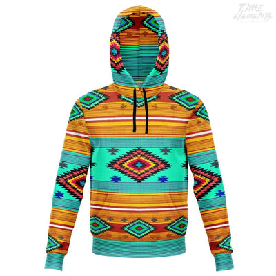 Native American Hoodie with Yellow Green Shamanic Tribal Pattern