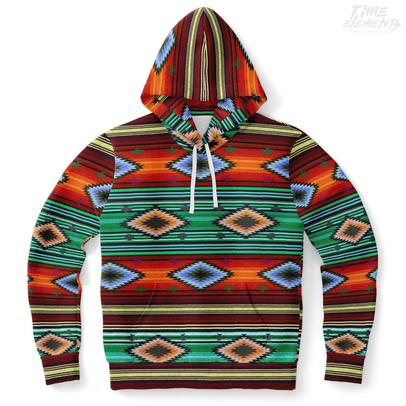 Native American Navajo Hoodie with Orange Green Shamanic Tribal Pattern