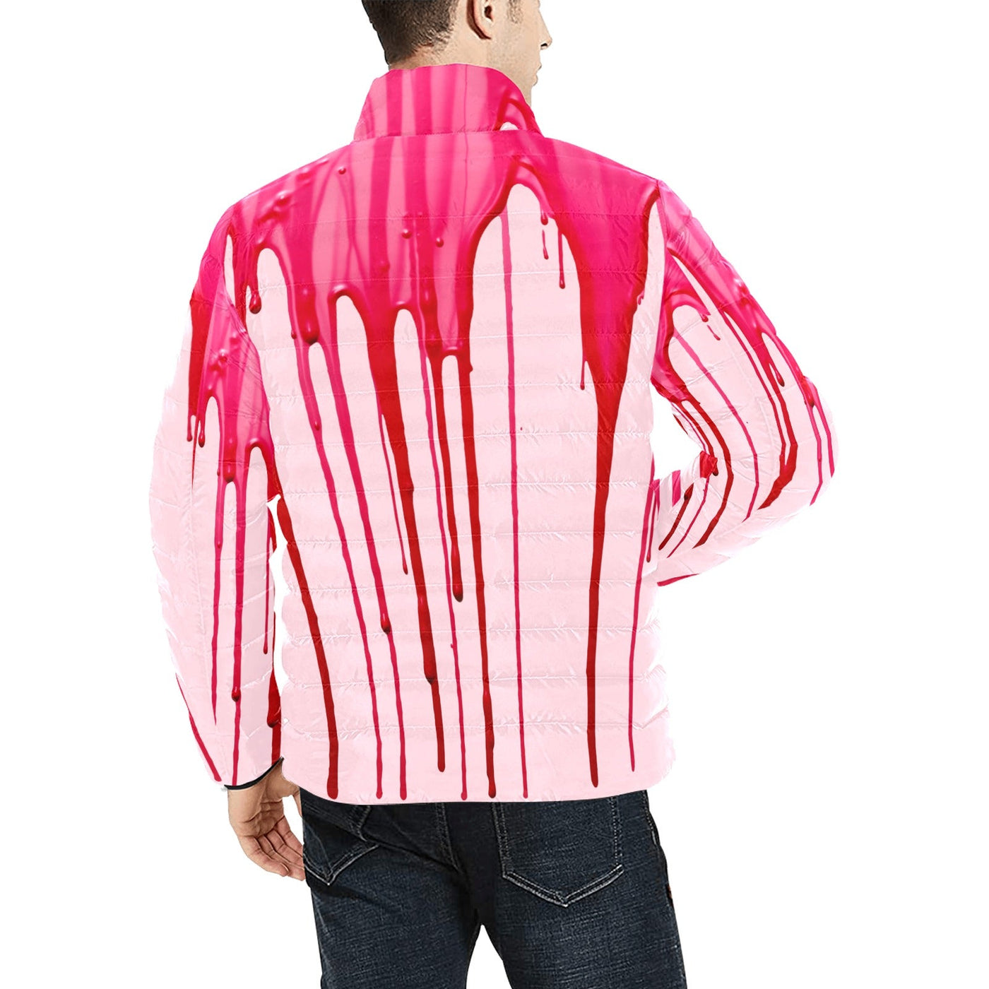 Pink Glaze Dripping Lightweight Puffer Jacket 2