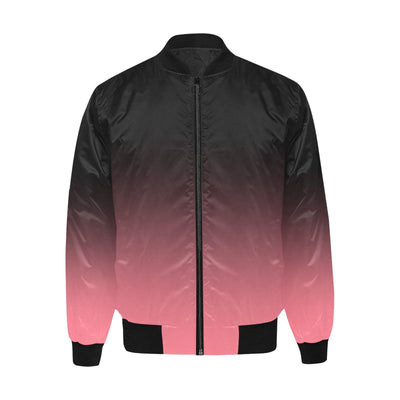 Pink to Black Gradient Quilted Bomber Jacket