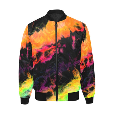 Psychedelic Flames Quilted Bomber Jacket