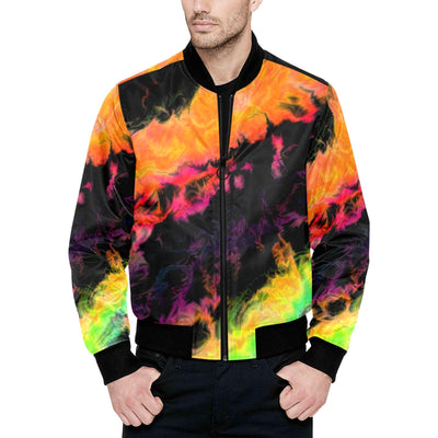 Psychedelic Flames Quilted Bomber Jacket