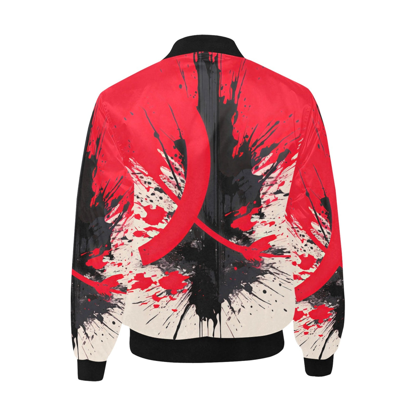 Red & Black Abstract Paint Splashes Quilted Bomber Jacket