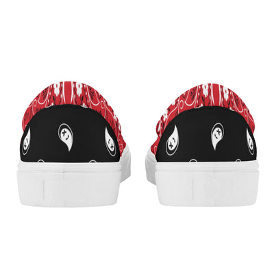 Red & Black Bandana Pattern Slip On Sneakers