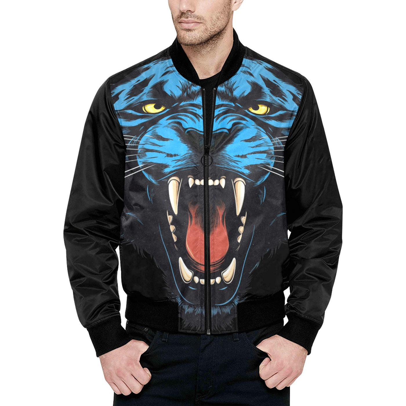 Roaring Panther Quilted Bomber Jacket