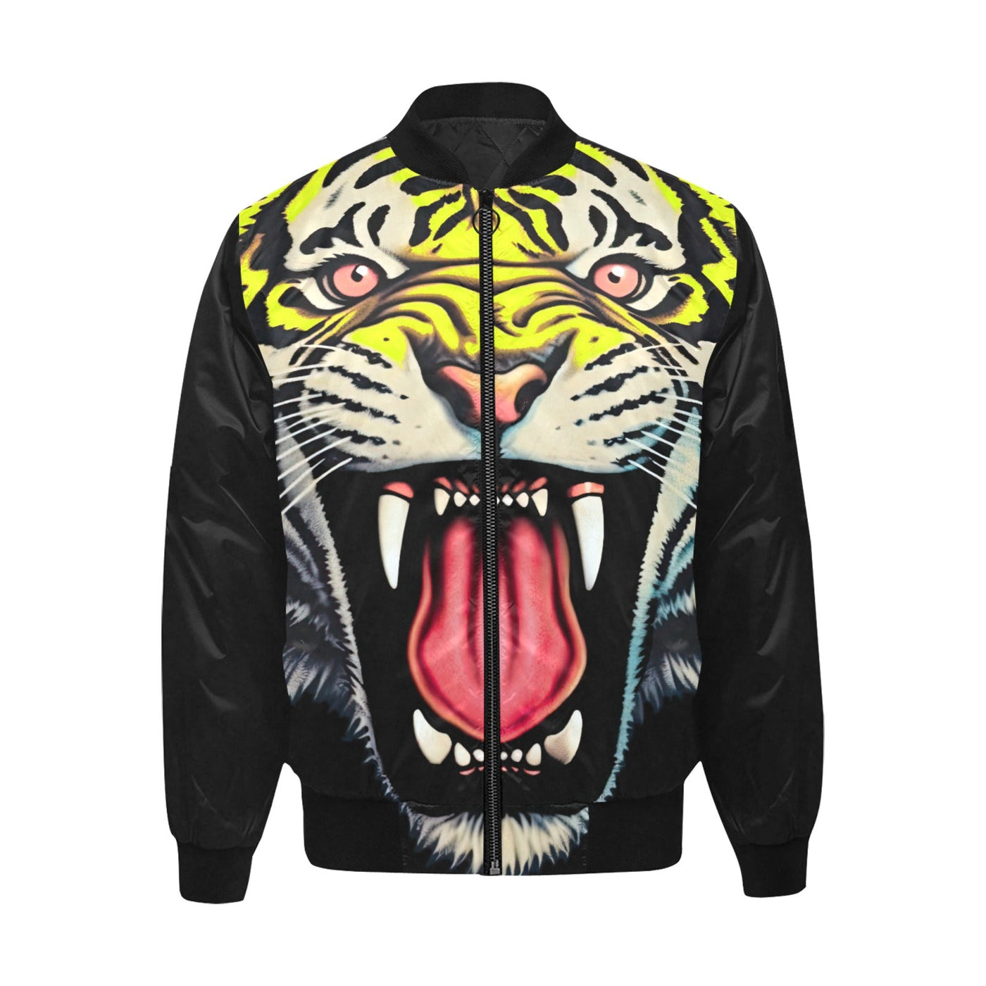 Roaring Tiger Face Quilted Bomber Jacket