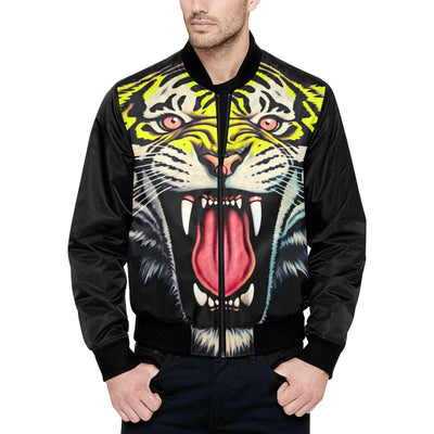 Roaring Tiger Face Quilted Bomber Jacket