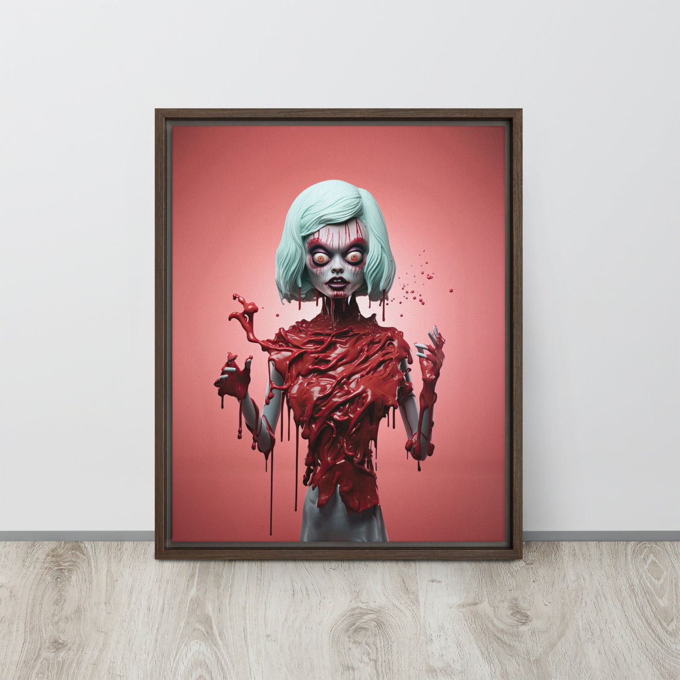 Scary Choco Doll Pop Surreal Framed canvas