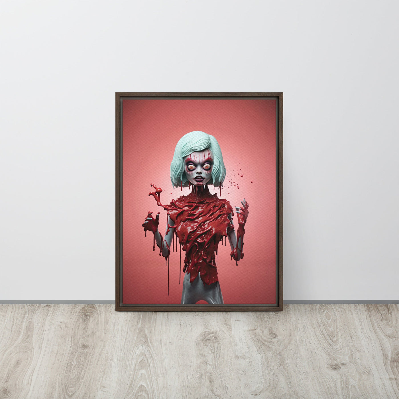 Scary Choco Doll Pop Surreal Framed canvas