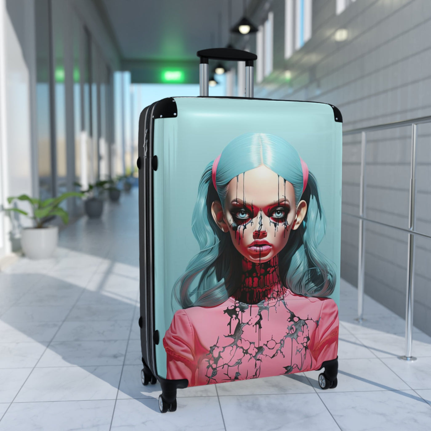 Scary Doll Pop Surreal Travel Suitcase Luggage