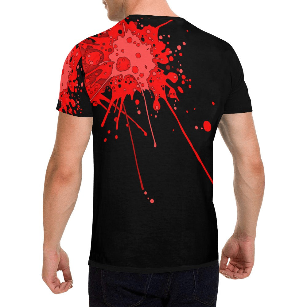 Sickstem's Red Ink Splatter Splash T-shirt (Black)