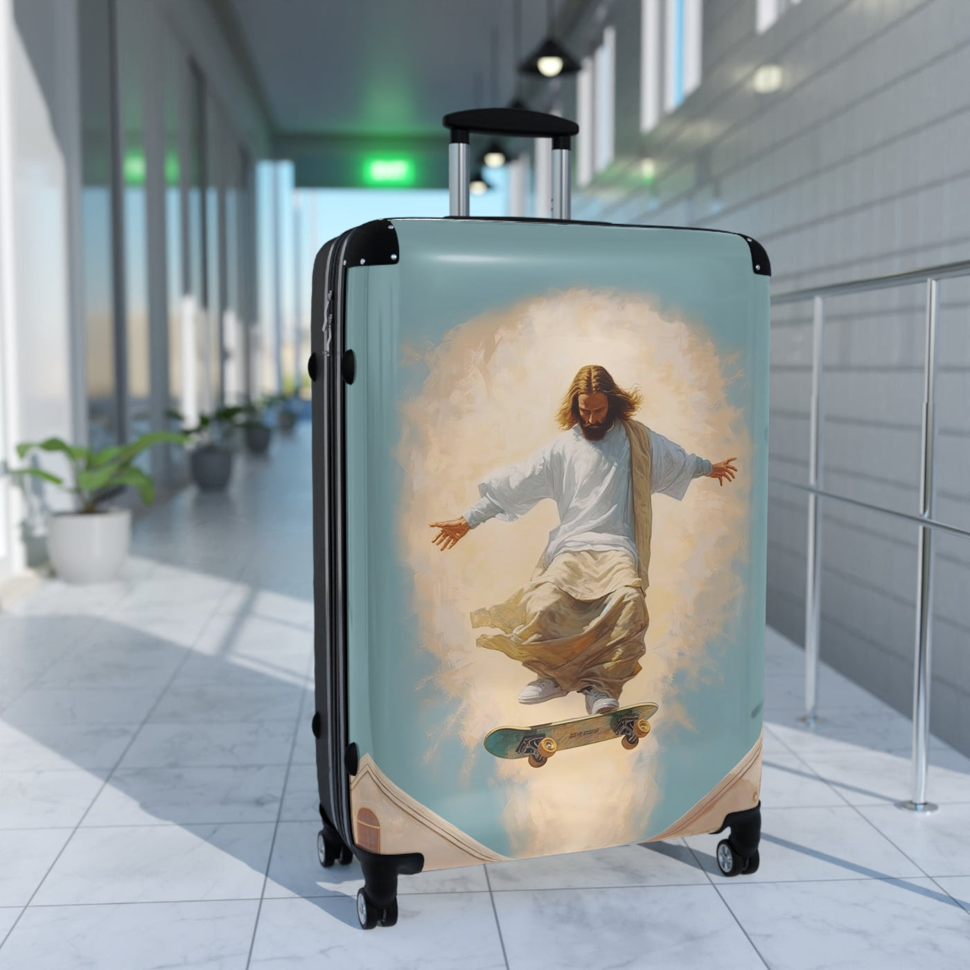 Skateboarding Jesus Suitcase (3 sizes) | TimeElements.shop